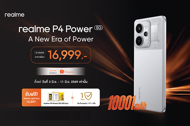 A New Era of Power” “realme P4 Series” เปิดยุคใหม่แห่งสมาร์ตโฟนคู่หูทรงพลัง! ชูแบตเตอรีใหญ่ที่สุดในเซกเมนต์ A New Era of Power” “realme P4 Series” เปิดยุคใหม่แห่งสมาร์ตโฟนคู่หูทรงพลัง! ชูแบตเตอรีใหญ่ที่สุดในเซกเมนต์